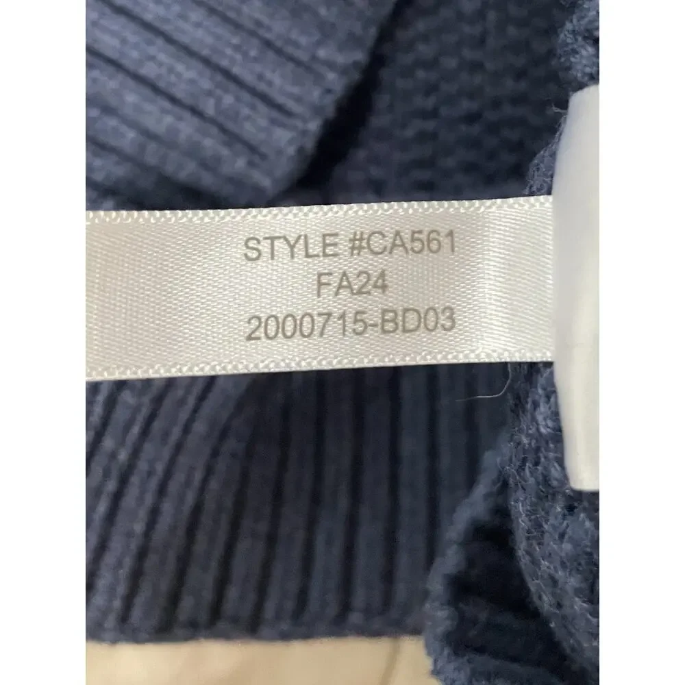 J Crew Mens Knit Sweater Sz L Large Blue 100% Cotton 1/4 Zip Pullover Preppy